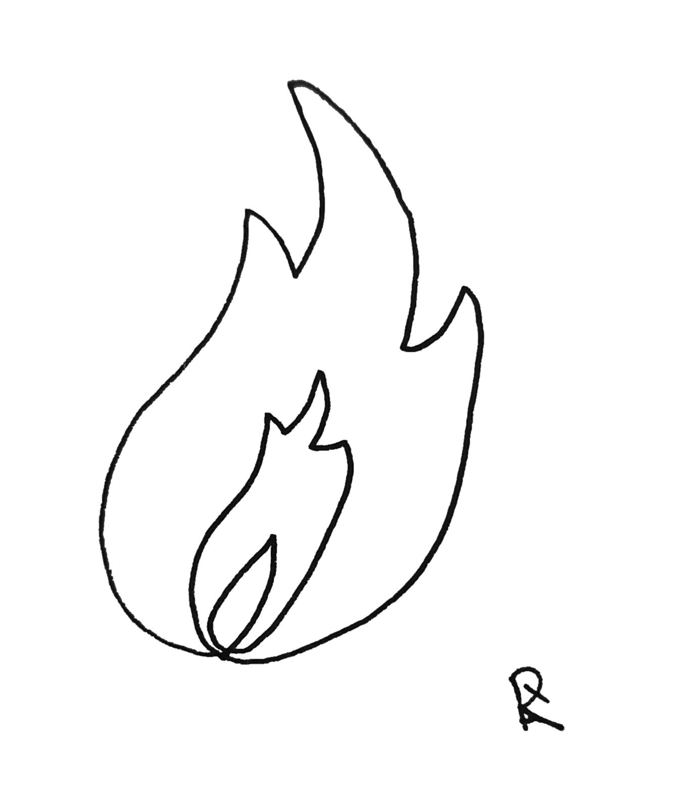 Flame doodle, Pen