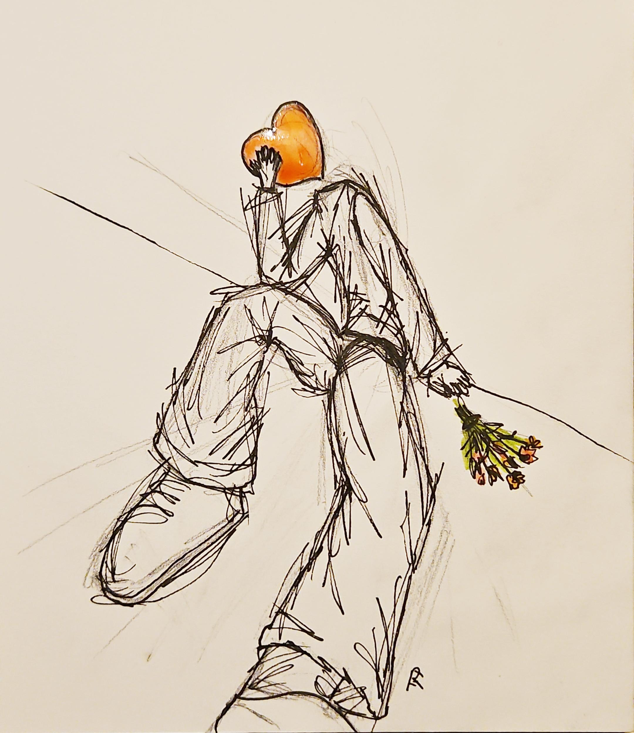 Lovesick, Pencil + Watercolour pen