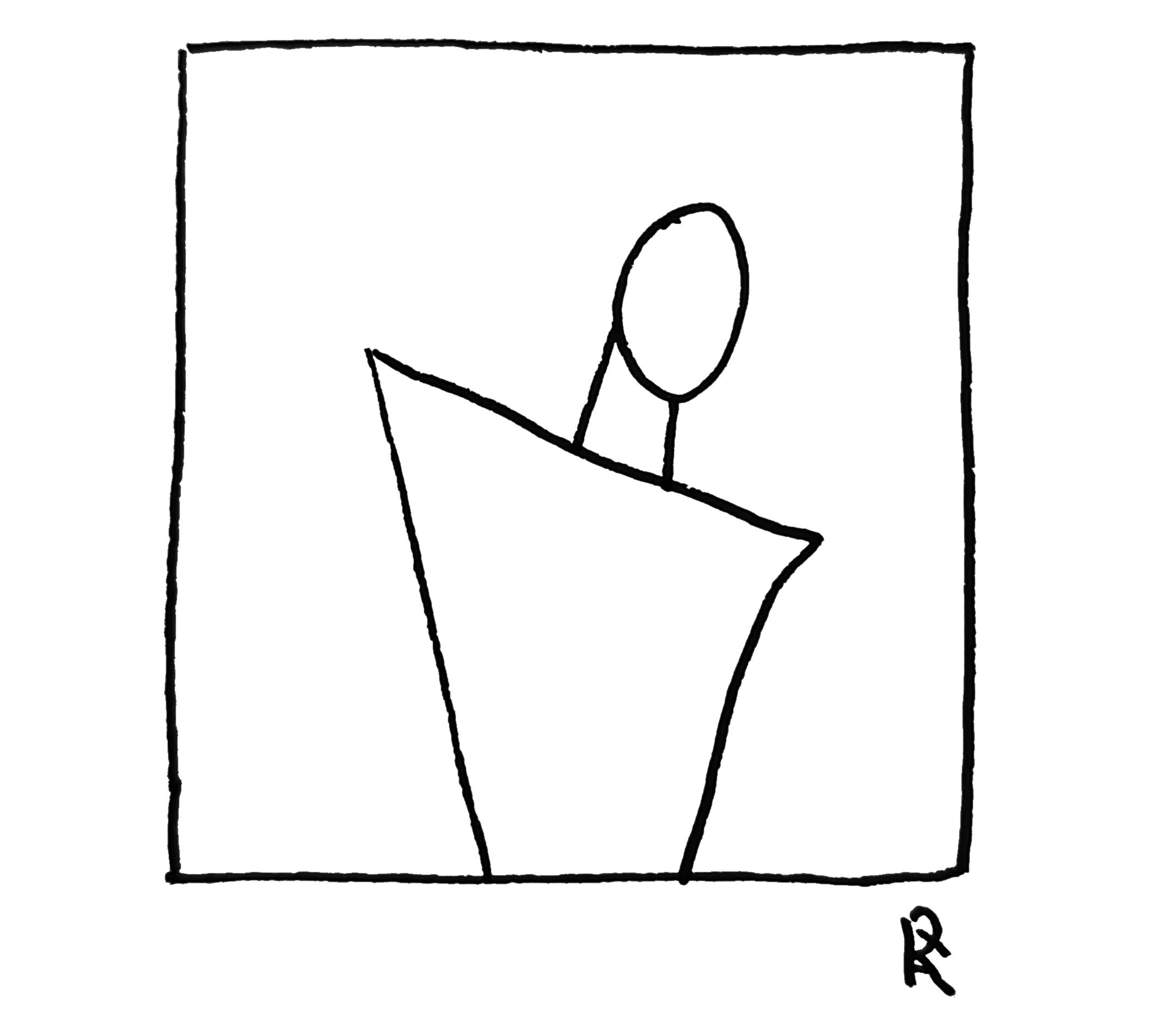 Portrait of a slanted man, Pen