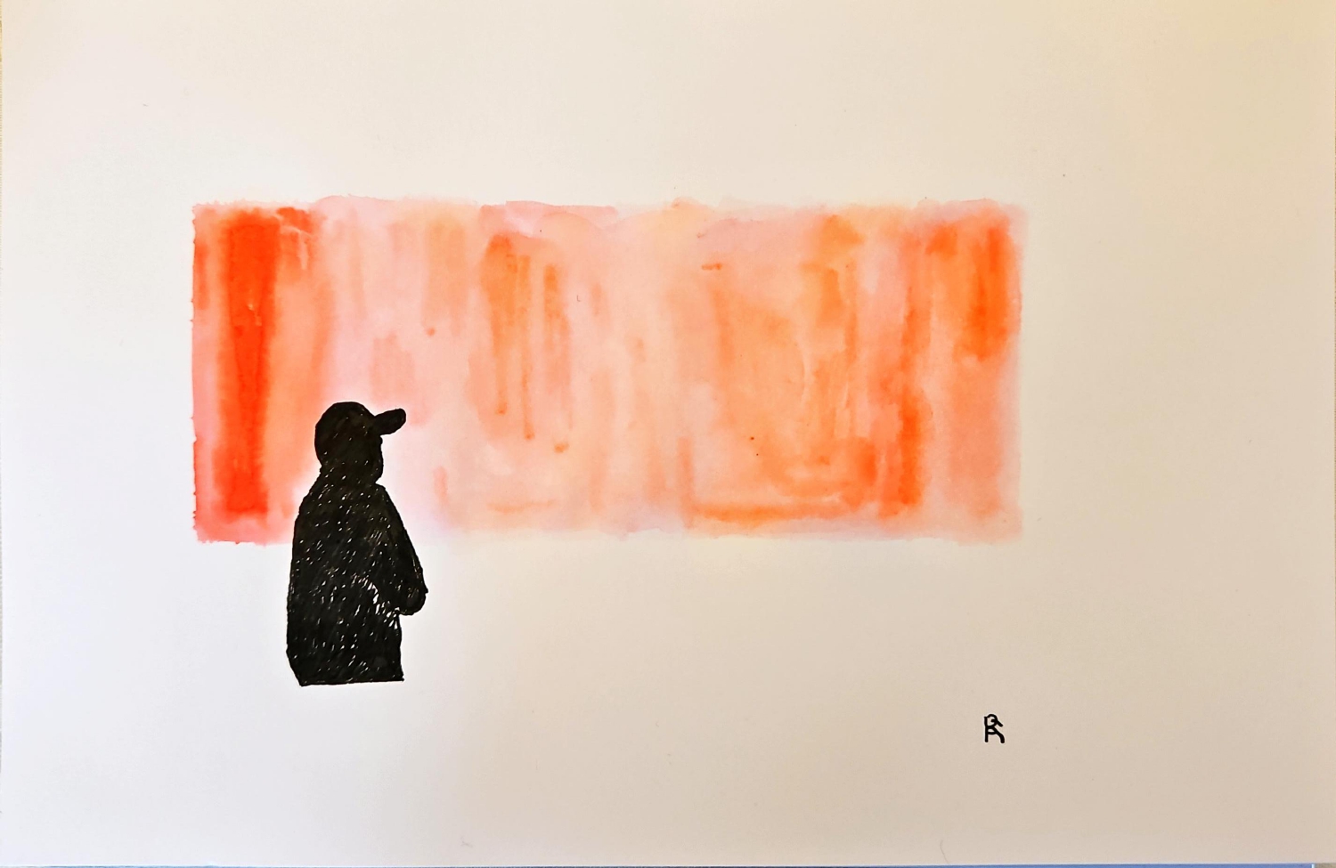 Sam at MoMA 2, Pen + Watercolour pen