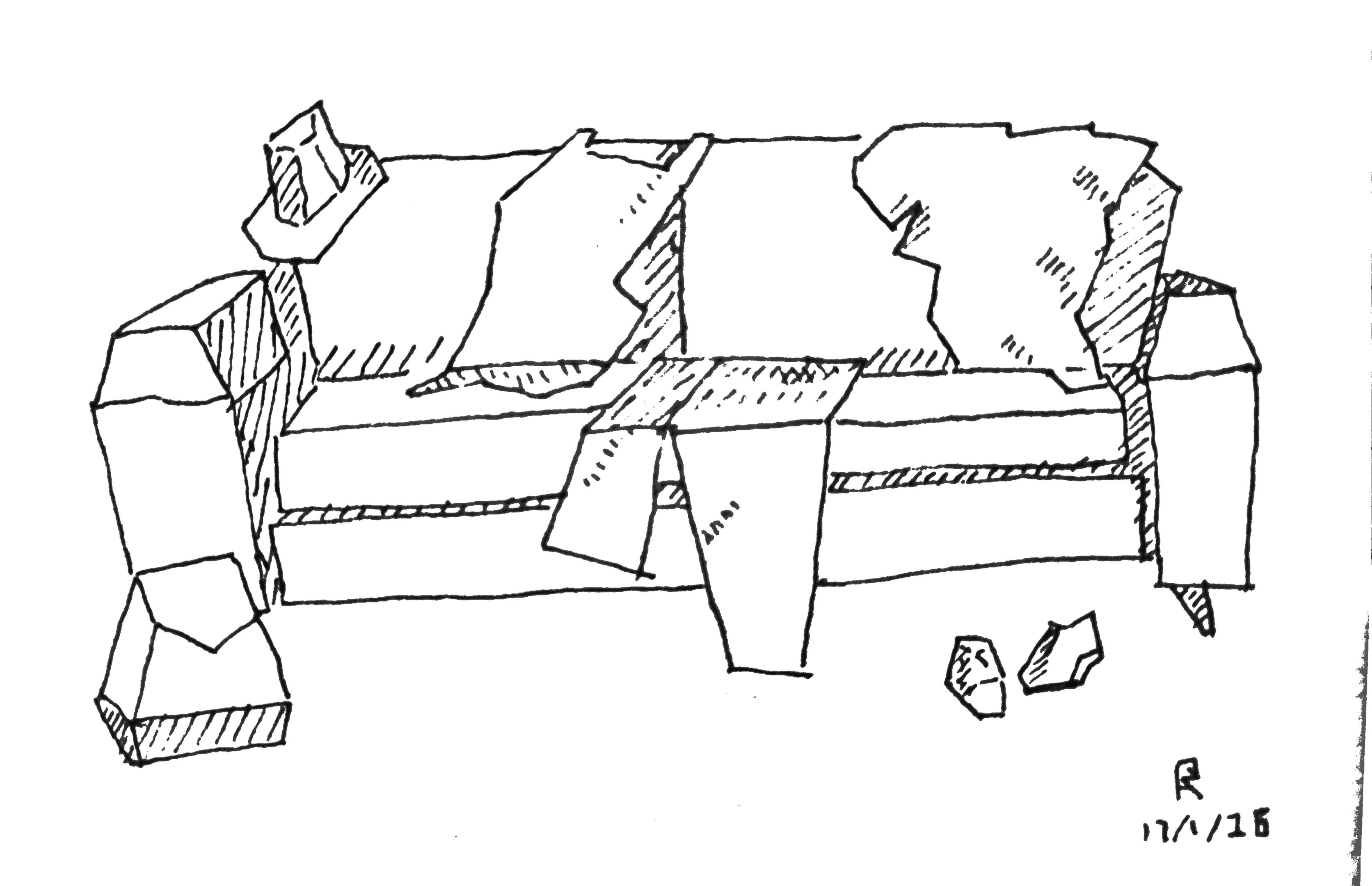 Sofa sketch, Pen